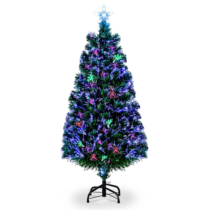 LEADZM Weihnachtsbaum mit Beleuchtung, Künstlicher Weihnachtsbaum mit Glasfaser-Farbwechsler – 120 g